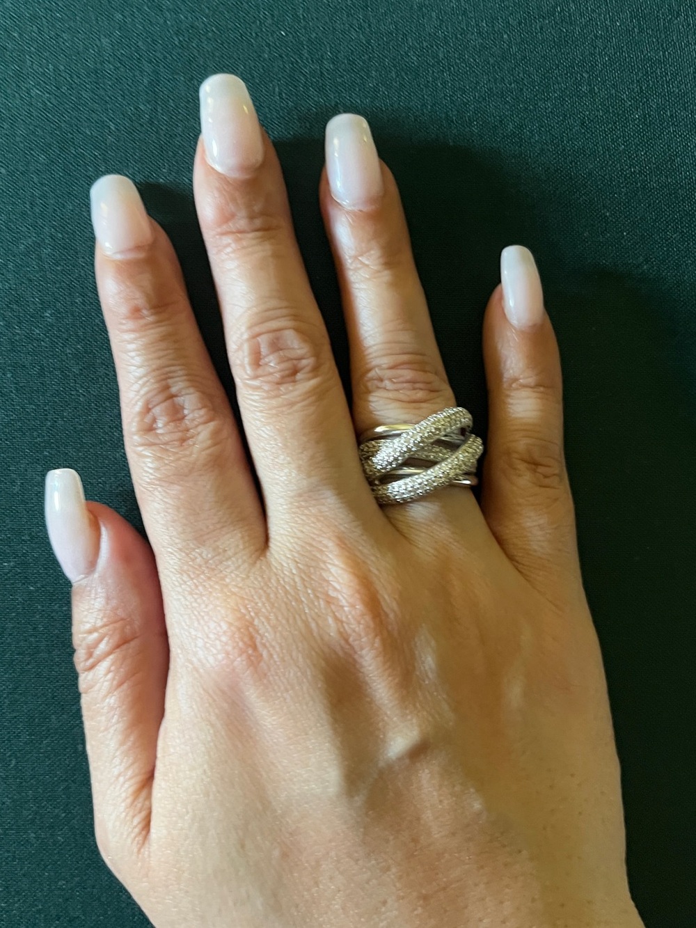 Statement Silver Twisted Pave Ring - White/Silver